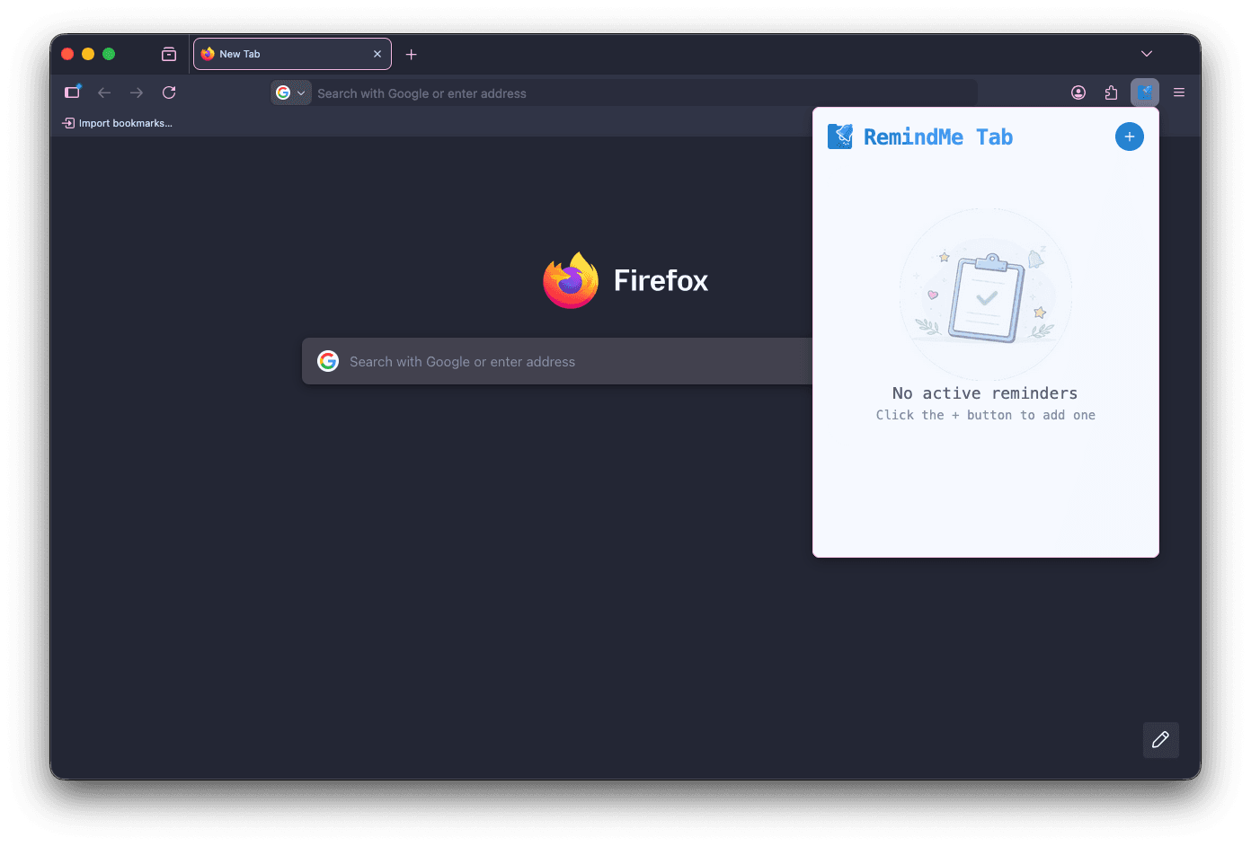 RemindMe Tab Main Screen
