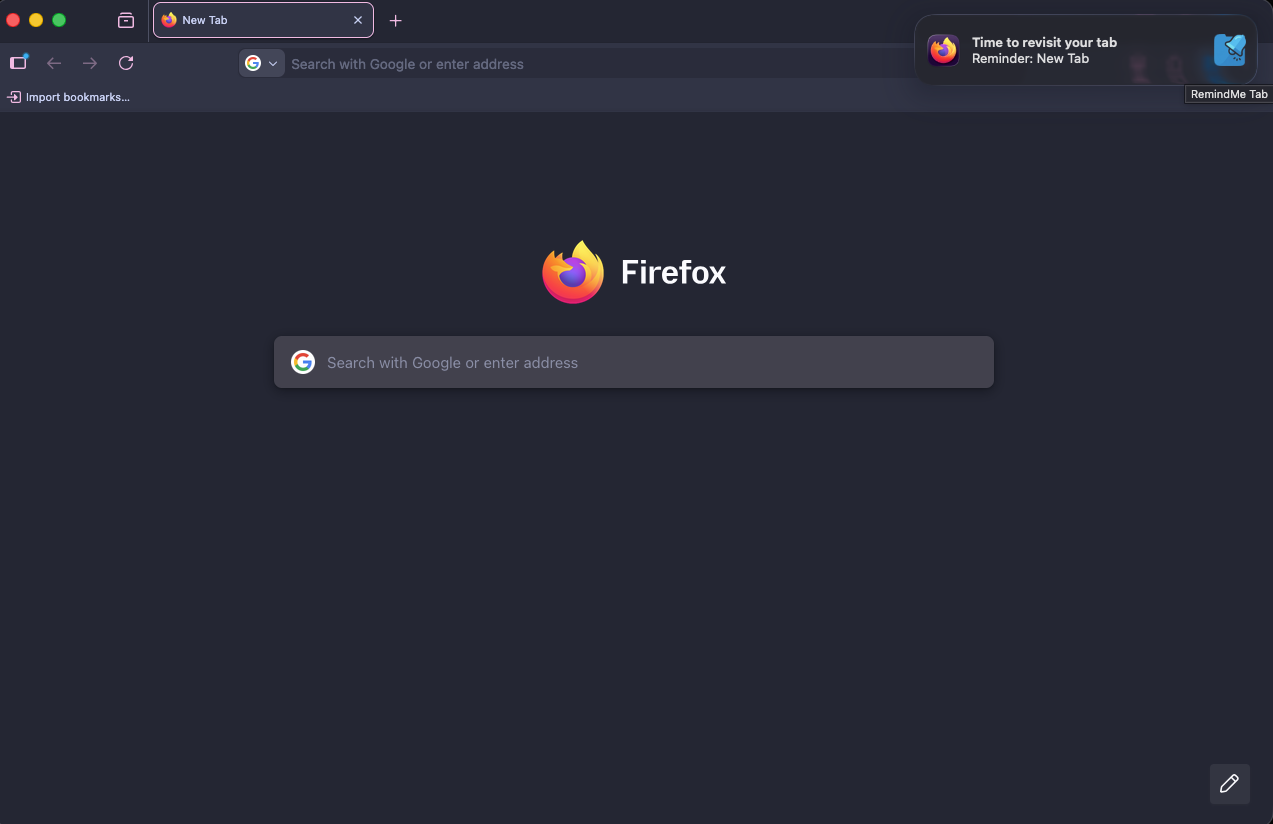 Browser notification from RemindMe Tab